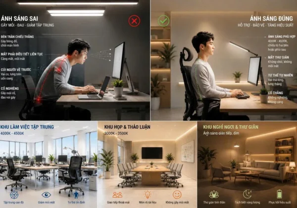 Ánh sáng văn phòng đang bẻ cong tư thế của bạn