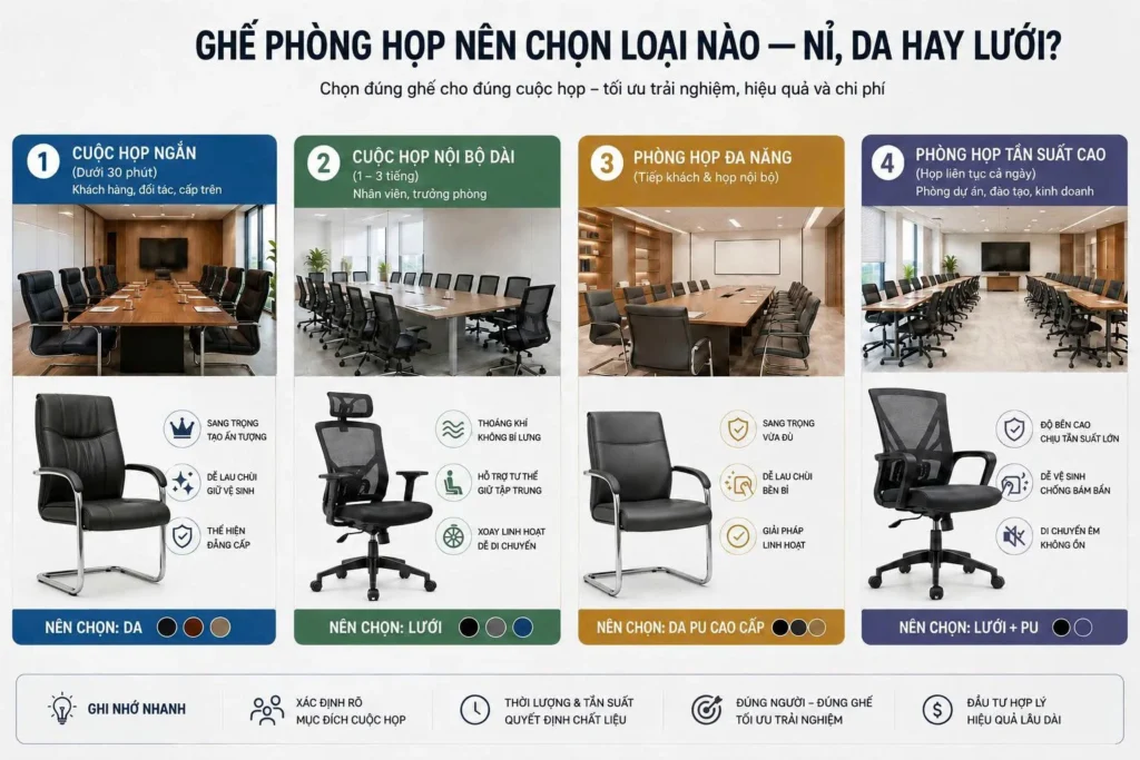 Ghế văn phòng nên chọn loại nào - Nỉ, da hay lưới