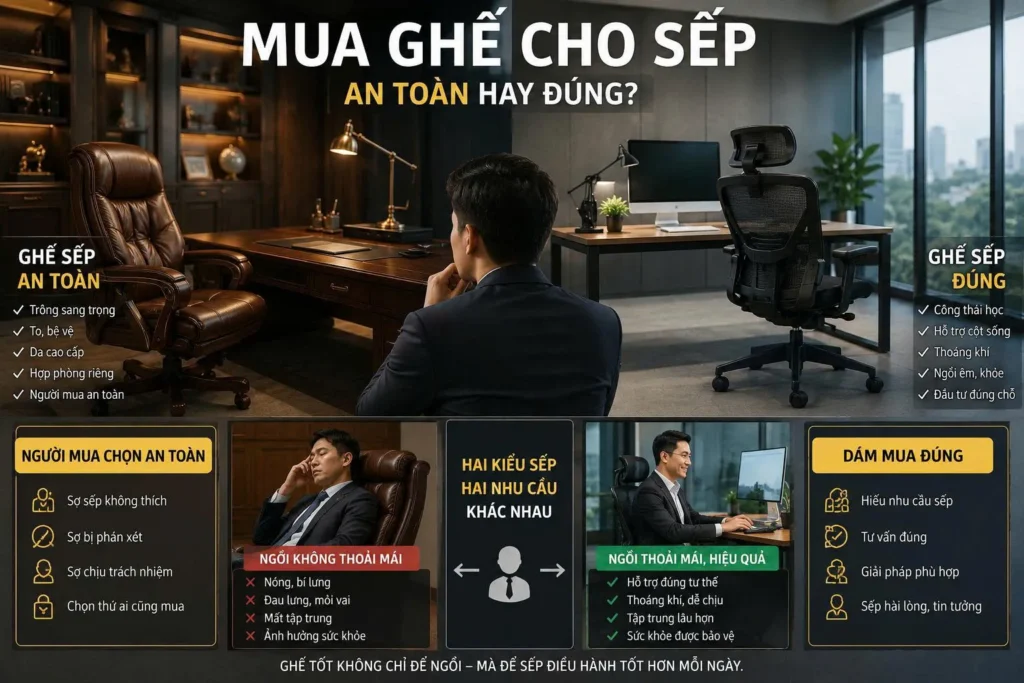 Mua ghế cho sếp, chọn an toàn hay chọn đúng