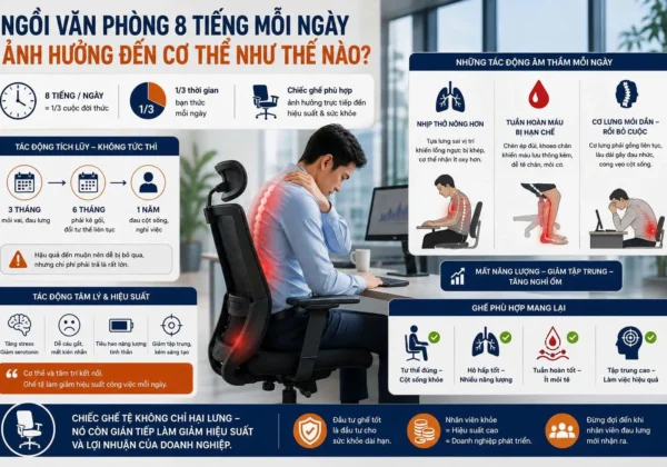 Ngồi văn phòng 8 tiếng mỗi ngày ảnh hưởng đến cơ thể như thế nào?