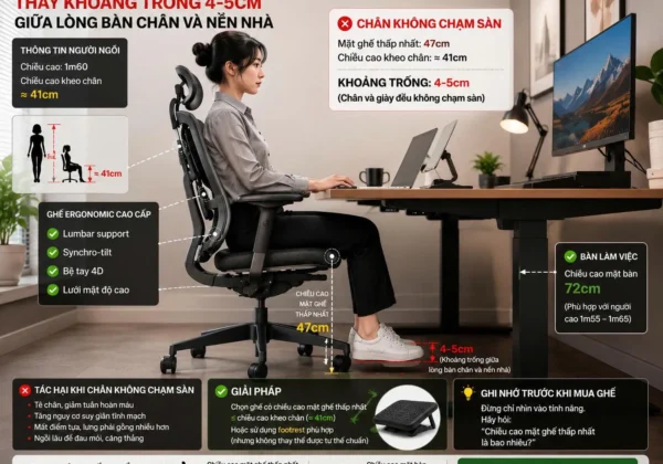 Người dưới 1m6 mua ghế Ergonomic
