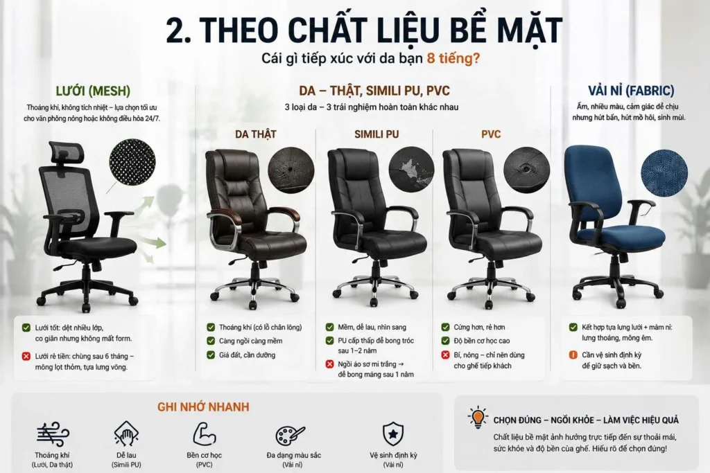 Phân loại theo chất liệu bề mặt
