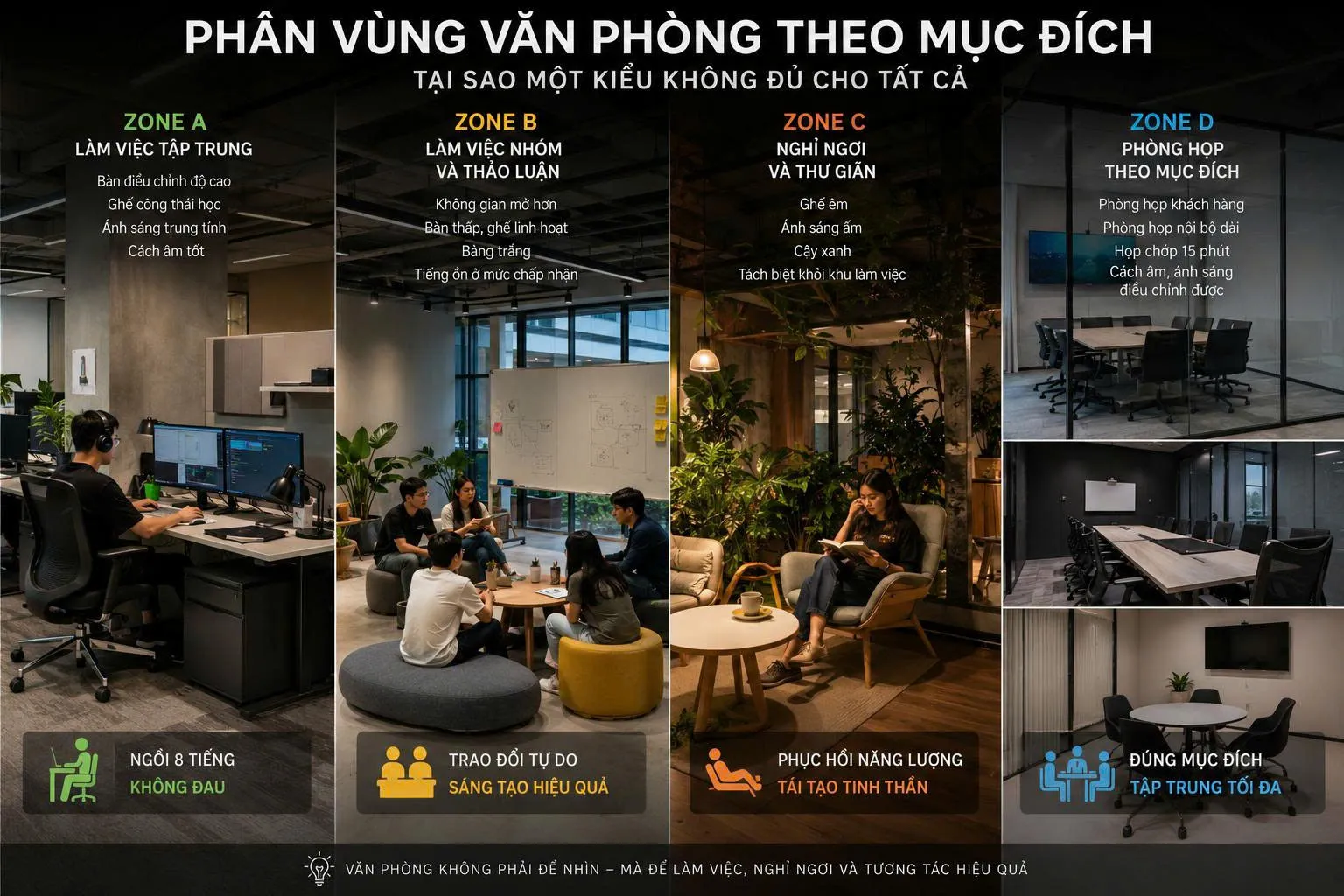 Phân vùng văn phòng theo mục đích