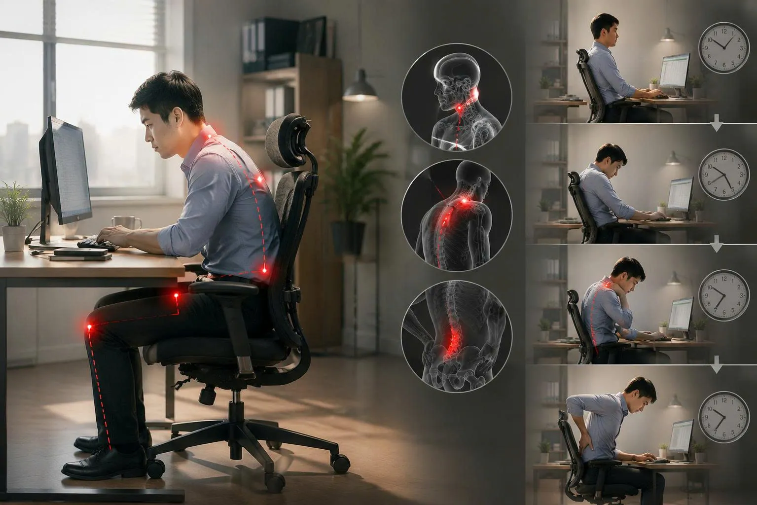 Tại sao ghế văn phòng gây đau lưng sau vài tháng