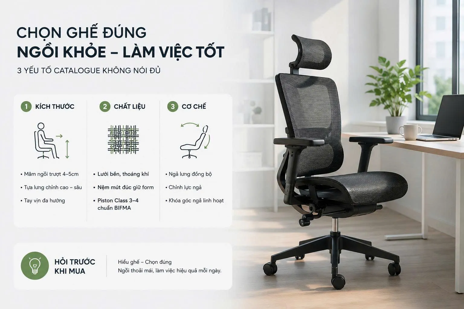 Ghế văn phòng - 3 thứ catalogue không bao giờ nói đủ