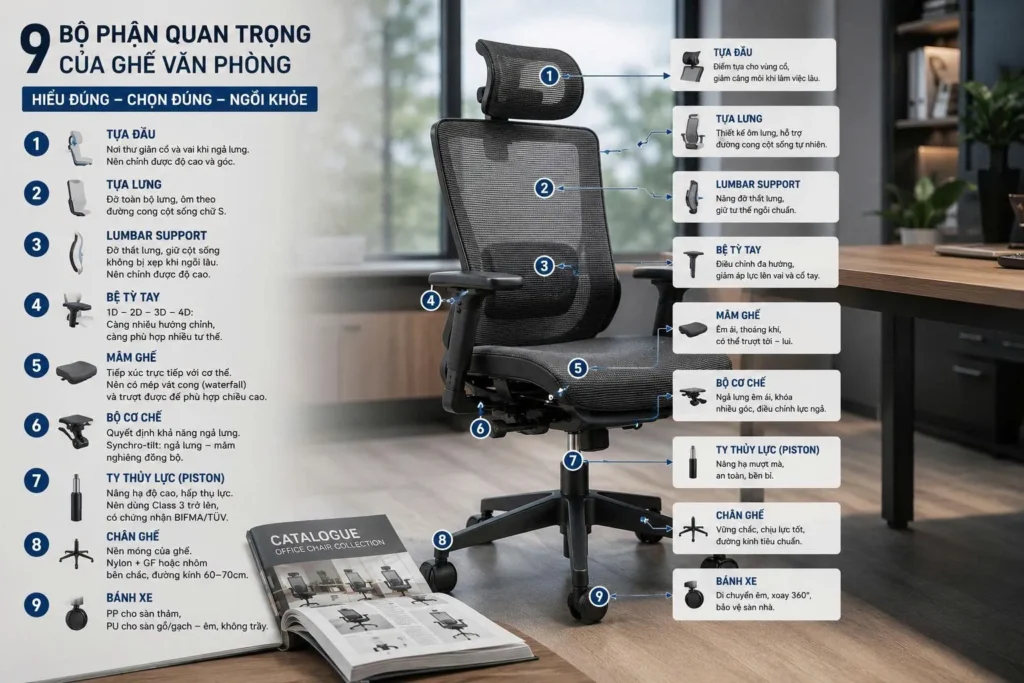 Hướng dẫn đọc catalogue ghế văn phòng cho người không phải chuyên gia