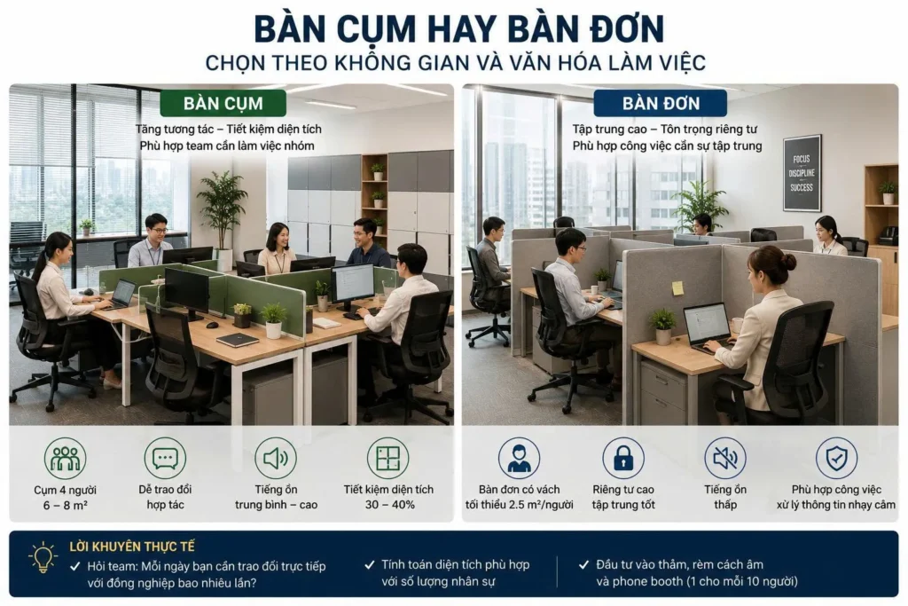 Bàn cụm hay bàn đơn