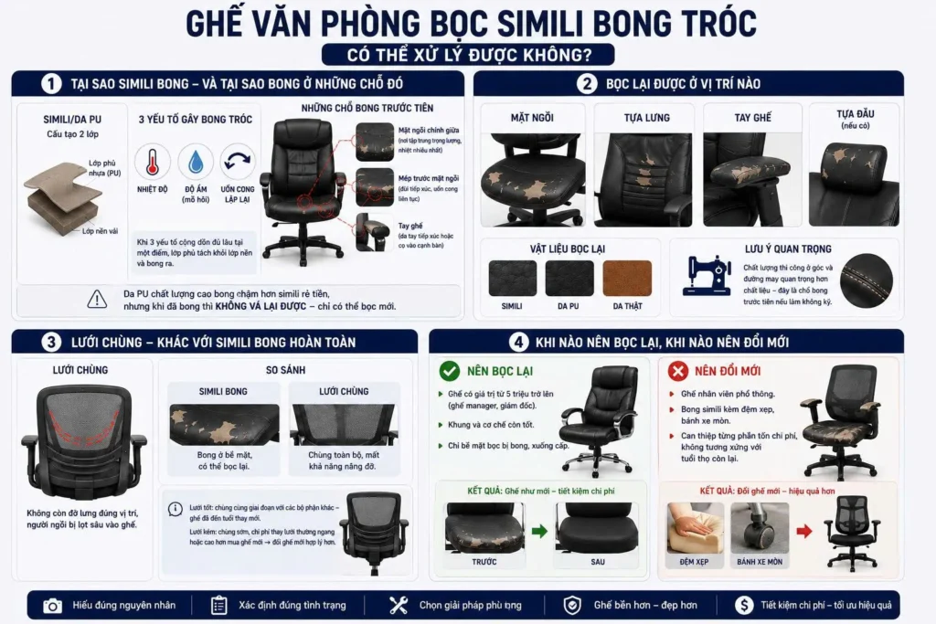 Ghế văn phòng bọc simili bong tróc