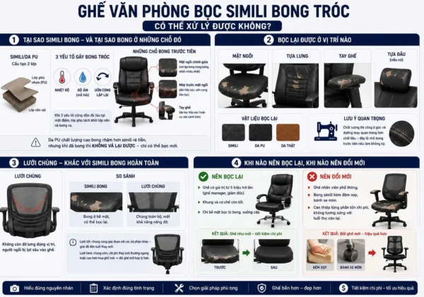 Ghế văn phòng bọc simili bong tróc