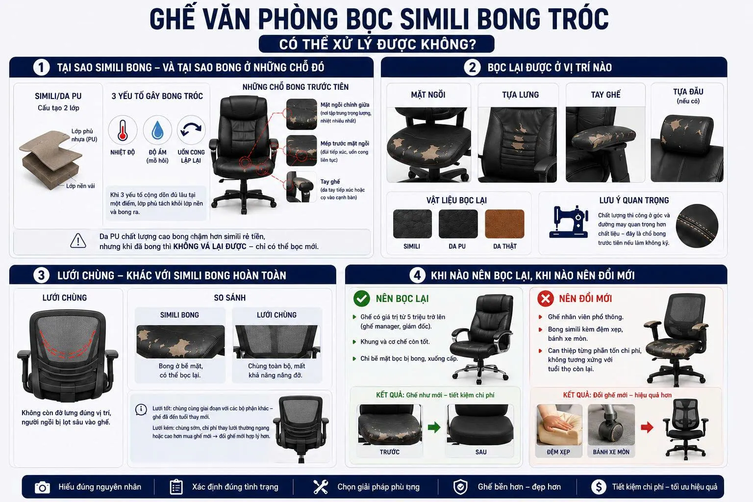 Ghế văn phòng bọc simili bong tróc