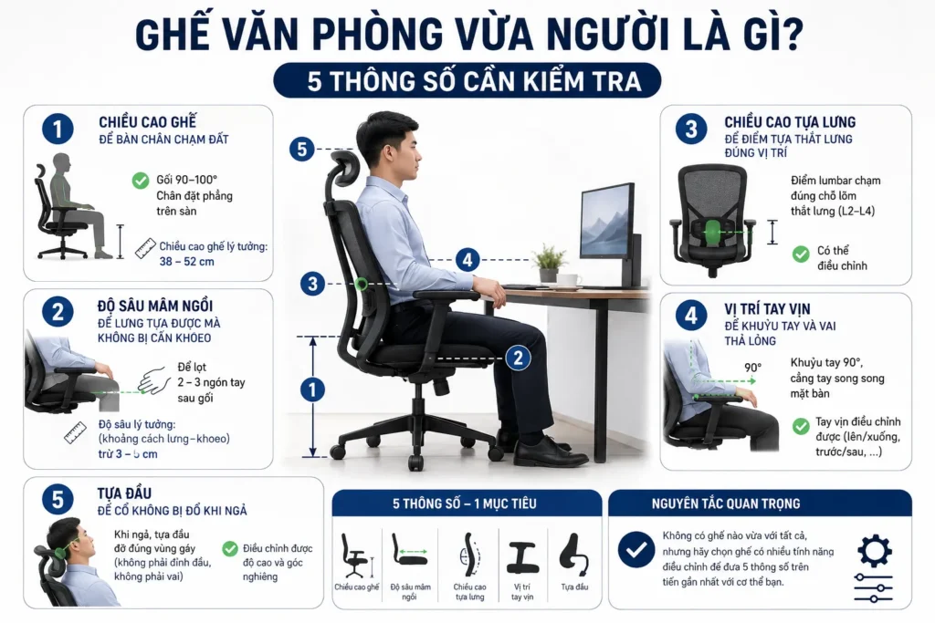 Ghế văn phòng vừa người