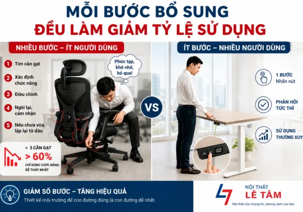 Mỗi bước bổ sung đều làm giảm tỷ lệ sử dụng
