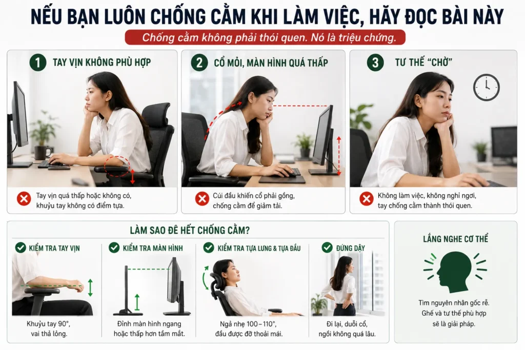 Chồng cằm khi làm việc