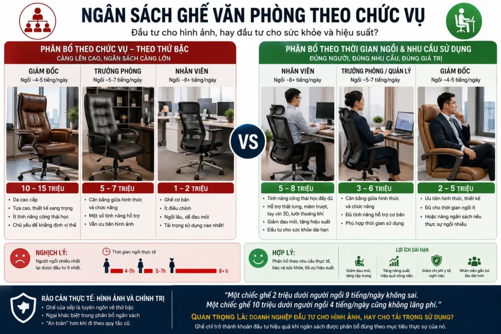 Ngân sách ghế văn phòng theo chức vụ