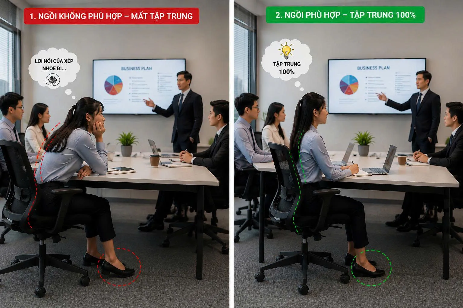 Ngồi ghế sai có làm giảm tập trung không?