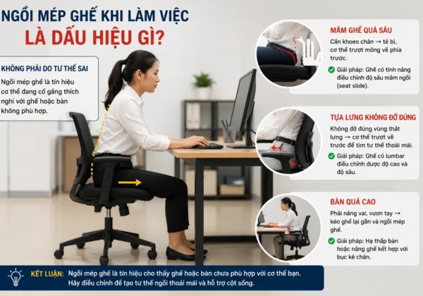 Ngồi mép ghế làm việc