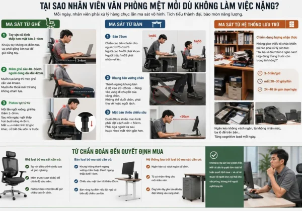 Tại sao nhân viên văn phòng mệt mỏi dù không làm việc nặng