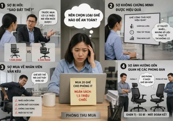 Tại sao phòng thu mua ngại đề xuất ghế công thái học