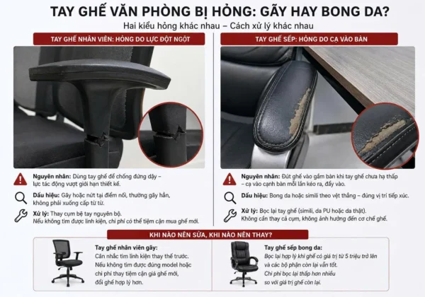 Tay ghế văn phòng bị hỏng