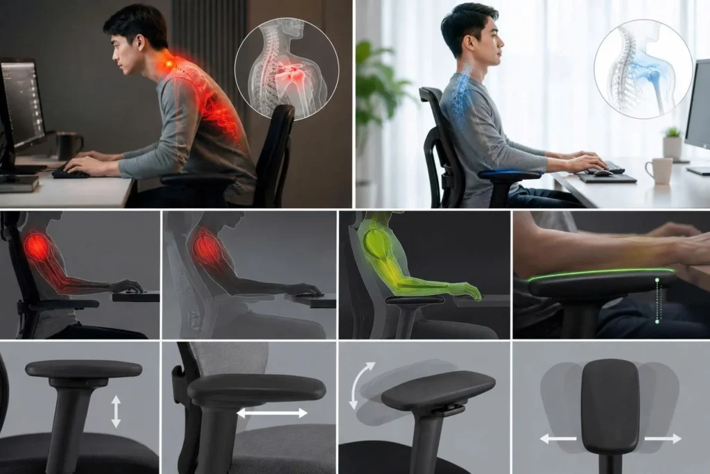 Tay ghế văn phòng không dùng để tựa tay