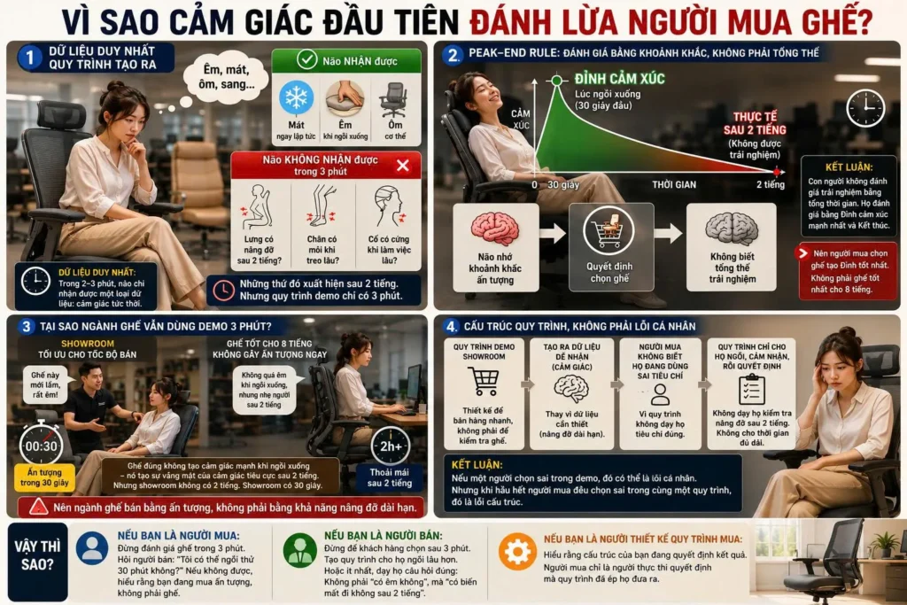 Cảm giác đầu tiên đánh lừa người mua ghế