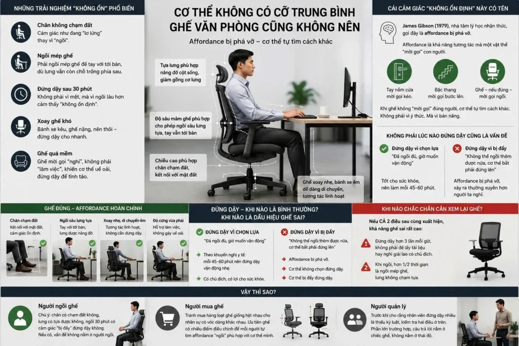 Vì sao ngồi ghế văn phòng không thoải mái