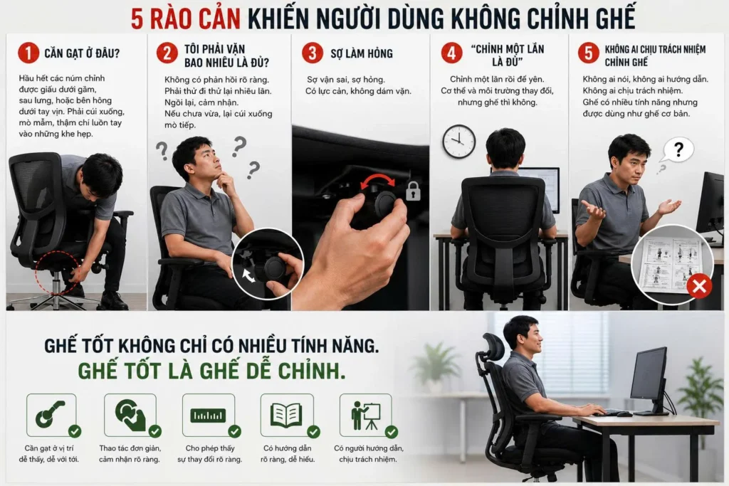 Vì sao người dùng không chỉnh ghế