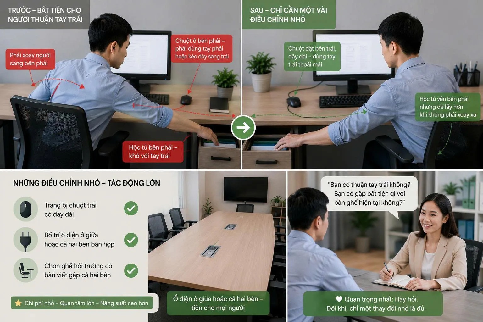 Văn phòng thiết kế cho người thuận tay phải